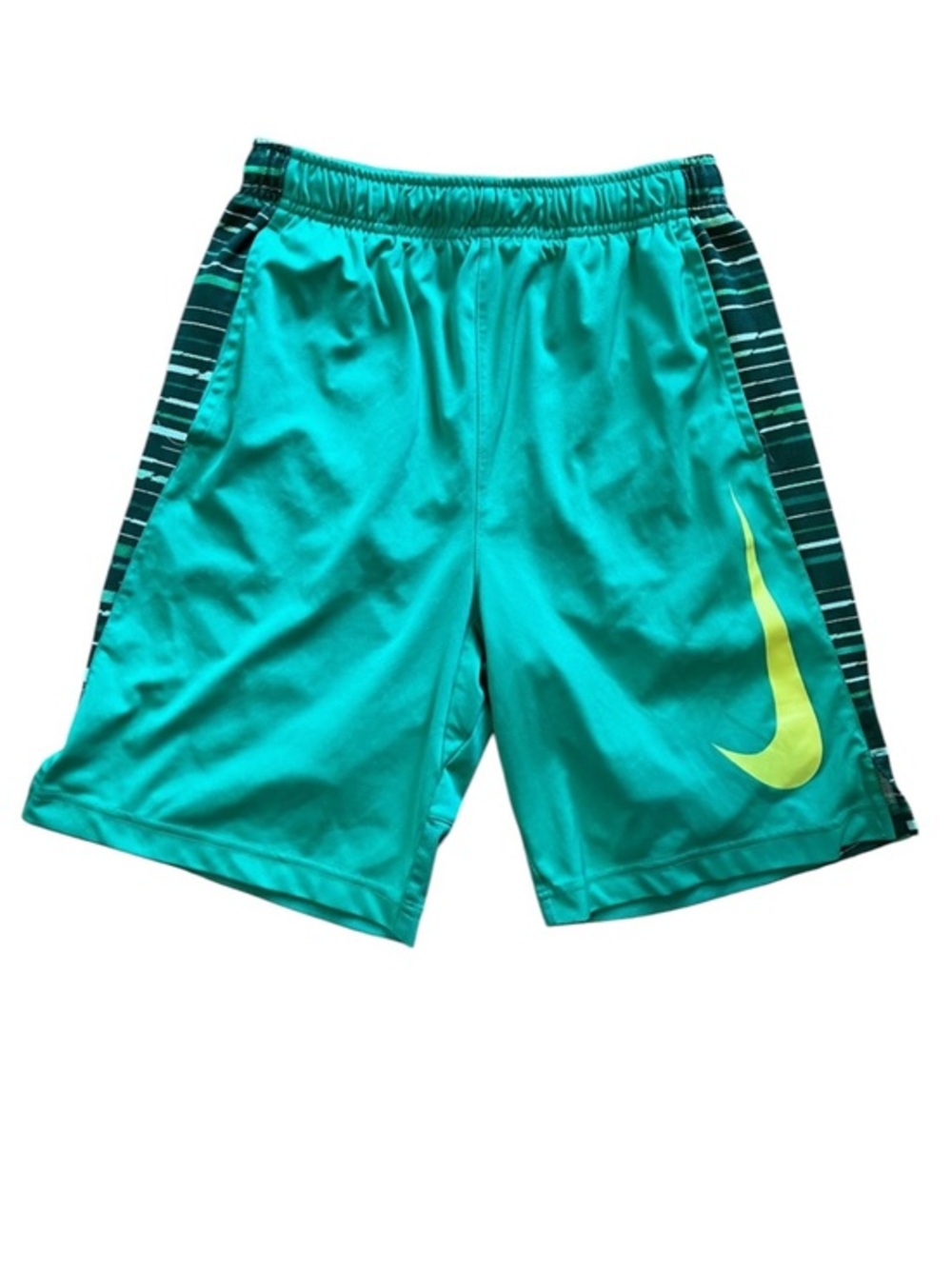 Nike Green Athletic Shorts with Yellow Swoosh teen boy large